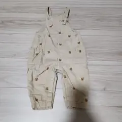 baby GAP ベージュ クマ刺繍 オーバーオール 6-12ヶ月