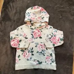 Ｈ＆Ｍ　花柄フード付きパーカー クリーム色