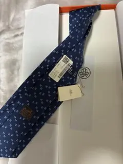 HERMES ネイビー パターン ネクタイ