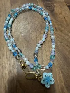 ハンドメイド スマホショルダーストラップ ブルー系