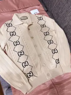 GUCCI GGロゴカーディガン ネイビー・ゴールド - メルカリ