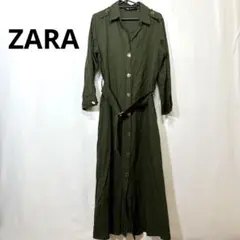 ZARA オリーブグリーン シャツワンピース