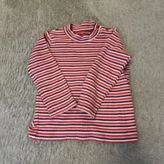 ユニクロ 赤白ボーダー 長袖タートルネック、ハイネック、マルチボーダー 90