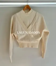 値下げ【LAGUNAMOON 】大人可愛　オフショルレイヤードニットプルオーバー