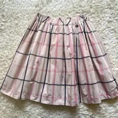 美品　バーバリーブルーレーベル チェック柄 ギャザーフレア スカート 36