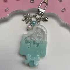 55 レジン　シャカシャカキーホルダー　シェイカー 夢かわ　アイス　雪