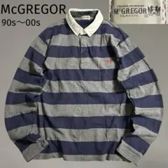 極美品 McGREGOR マクレガー 刺繍ロゴ ラガーシャツ 肘当て XL