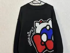 キティちゃん　ブラック ニットカーディガン　リボン　ビッグプリント