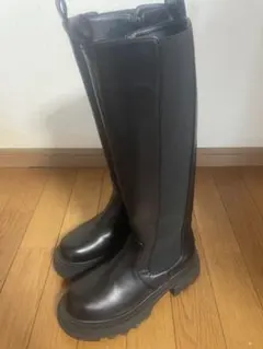 サイドゴアブーツ ブラック 膝上厚底