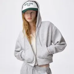 パフスウェットフルジップパーカ 裏地汚れ有 グレー　M