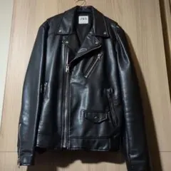 ZARA ブラック フェイクレザー ダブルライダース L