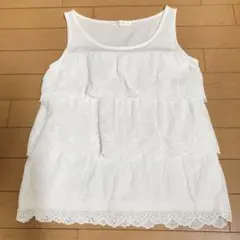 タンクトップ　フリル　レース　白のサムネイル