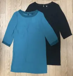 H&Mワンピースターコイズ新品未使用&ブラック黒34サイズ¥2,900