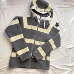 ヘリーハンセン ボアブルゾン WMサイズ キッズ160　ボーダー　グレー