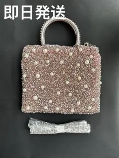 ワイヤーバッグ パール・ビーズ・スパンコール ハンドメイド 薄い 