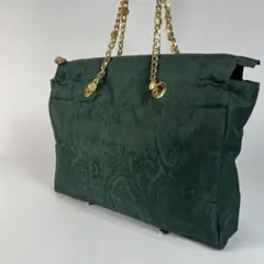 美品　ETRO トートバッグ　肩掛け　ゴールドチェーン　ペイズリー　ナイロン