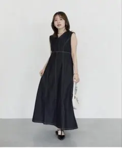 Thevon フレアデニムノースリワンピース