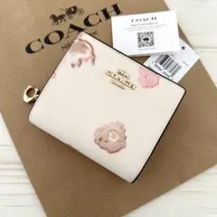 日本限定商品 COACH コーチ　折り財布 ホワイト 二つ折り財布 花柄