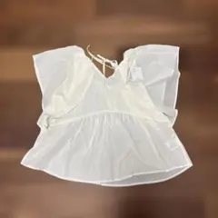 オフホワイト フレアスリーブ シャツ M