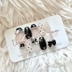 現品】ネイルチップ♡ブラック 黒 量産型地雷韓国ワンホンイニシャル
