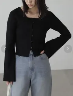 【FREE'S MART】キャミレイヤードニットカーディガン　ブラック