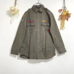 RNAslang 【M】長袖 ミリタリーシャツ カーキ 迷彩