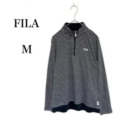 フィラ ハーフジップ 薄手 長袖 ボーダー ネイビー　ゴルフ レディース 【M】