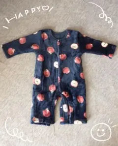 りんご柄 フリースロンパース 60〜70