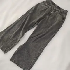 グレー ワイドレッグデニムパンツ160センチ