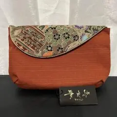 和装用オレンジ布バッグ 花柄フラップ