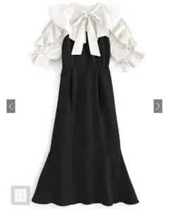 GRL ボウタイフリルオープンショルダーマーメイドワンピース