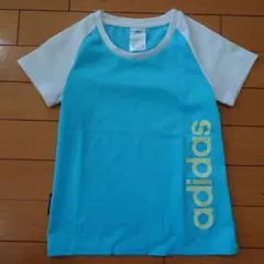 adidas キッズ Tシャツ 130サイズ 水色