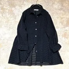 ダーマコレクション　シアーシャツ　チェック　ブラック　ゆったり　春夏秋のサムネイル