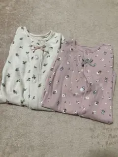 花柄ロンパース　ベビーロンパース　カバーオール　ベビー服 2点セット