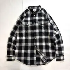 old navy オンブレ シャドー チェックシャツ 白 黒 未使用