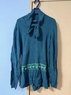 MOU ダークグリーン リボン付きセーター XL