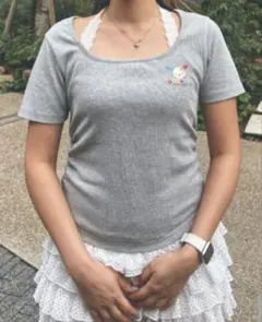 サンリオ Sanrio ウサハナ 半袖 Tシャツ グレー リボンのサムネイル