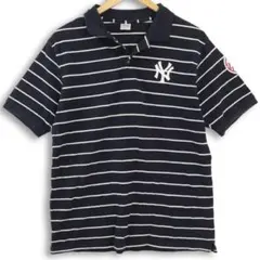 人気MLB✨ マジェスティック ヤンキース ボーダー ポロシャツ XL 紺のサムネイル