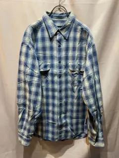 エディーバウアー シャドーチェック シャツ 古着　オーバーサイズ　ブルー系