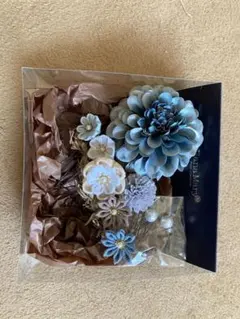 青系花モチーフ飾り8個セット