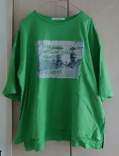 Samansa Mos2 プリントTシャツ グリーン