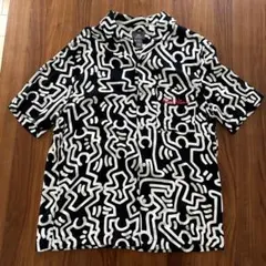 H&M 半袖シャツ L 黒白模様