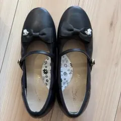 美品 使用回数１回 黒 リボン付き フォーマルシューズ 23センチ