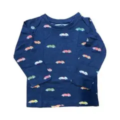 車プリント ネイビー 長袖Tシャツ　86cm
