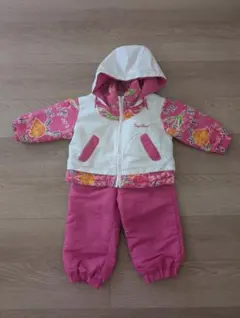 子ども用スキーウェア 花柄 ピンク/ホワイト