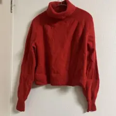 タートルネック　セーター　ニット　赤　レッド　アダムエロペ