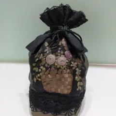 花かごレースポーチ　巾着