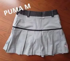 【美品】PUMA ゴルフ プリーツスカート Mサイズ グレー×黒　ピンストライプ