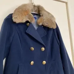 THE EMPORIUM ネイビー ウール アウターファー取外し可