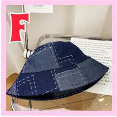 最終値下げ　新品  バケットハット デニム風 帽子 韓国 レディース ブルー